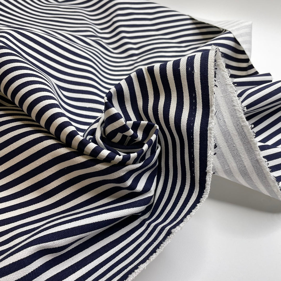 UB - Tried And True - Cotton/Poly Woven - White/Navy Stripes - 1M Bundle