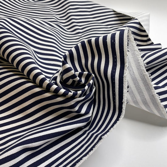 UB - Tried And True - Cotton/Poly Woven - White/Navy Stripes - 1M Bundle