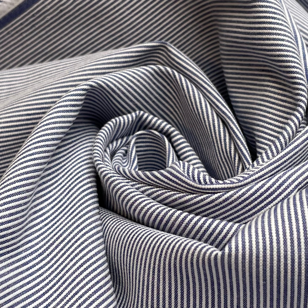 Quilty Pleasures - Cotton Woven - White/Blue Stripes - 1M Bundle