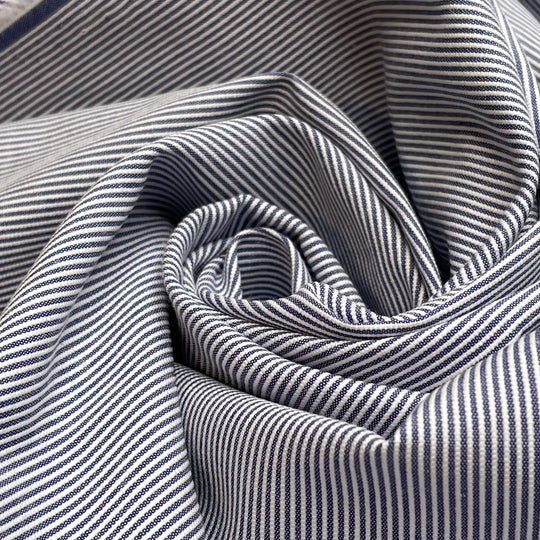Quilty Pleasures - Cotton Woven - White/Blue Stripes - 1M Bundle