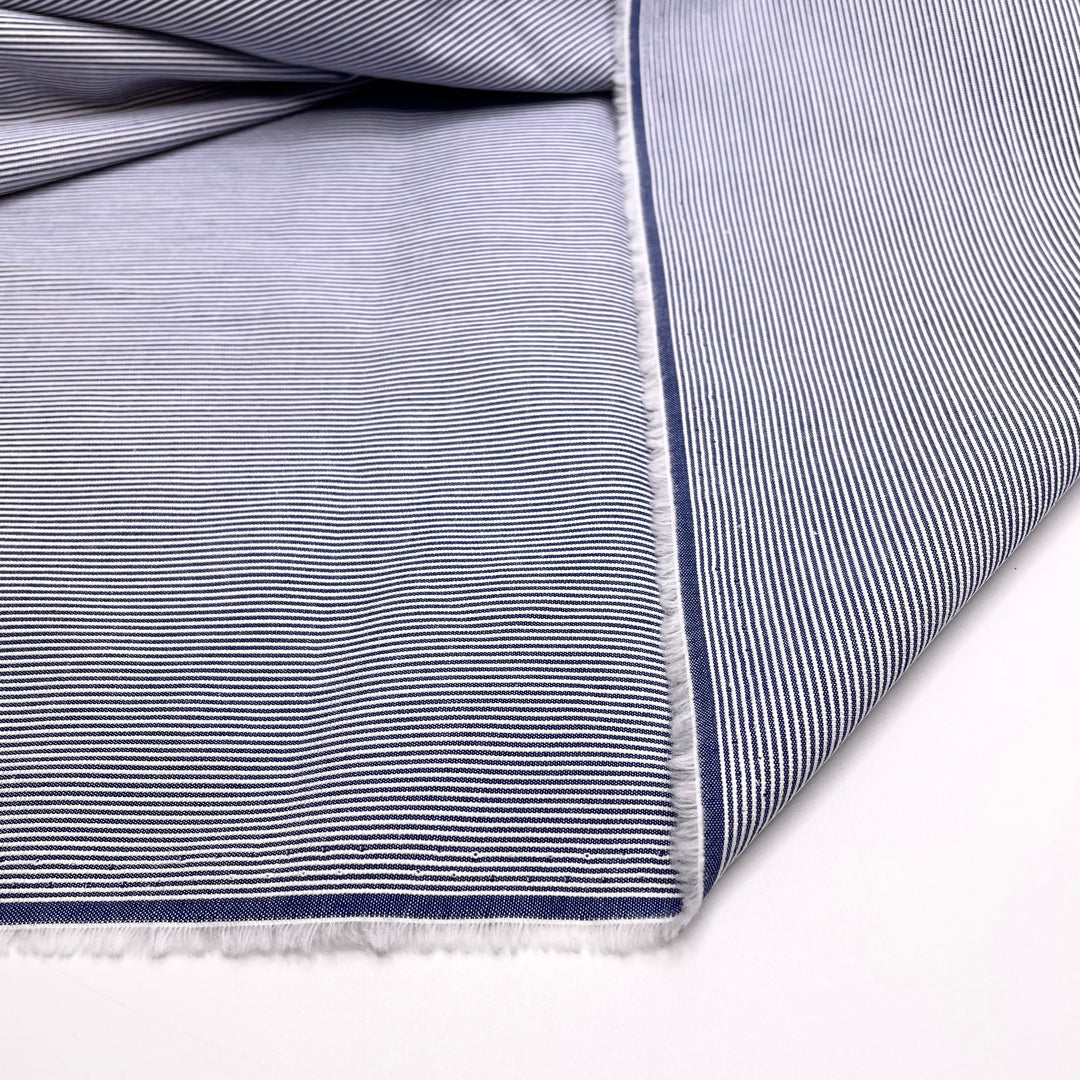 Quilty Pleasures - Cotton Woven - White/Blue Stripes - 1M Bundle
