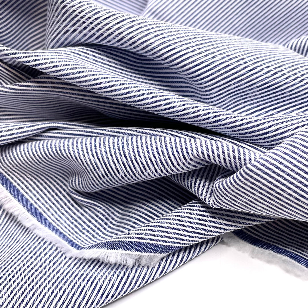Quilty Pleasures - Cotton Woven - White/Blue Stripes - 1M Bundle