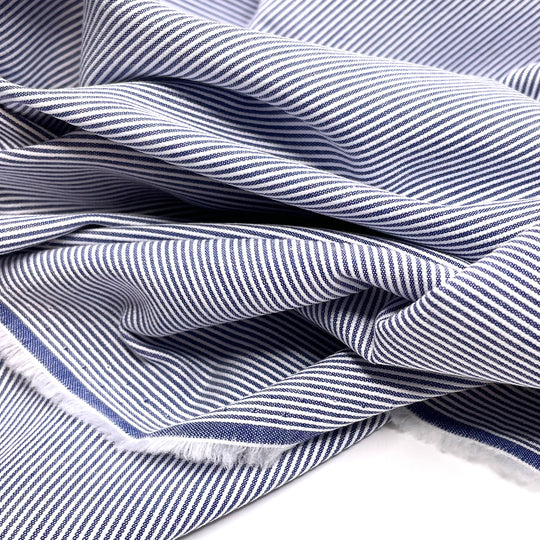 Quilty Pleasures - Cotton Woven - White/Blue Stripes - 1M Bundle