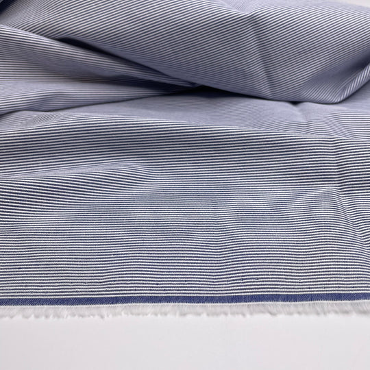 Quilty Pleasures - Cotton Woven - White/Blue Stripes - 1M Bundle