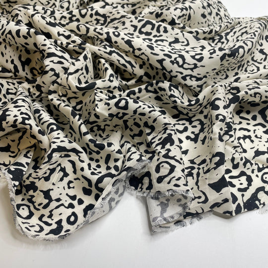 Incomplete Paint By Numbers - Tencel Woven - White/Black Animal Print - 1M Bundle