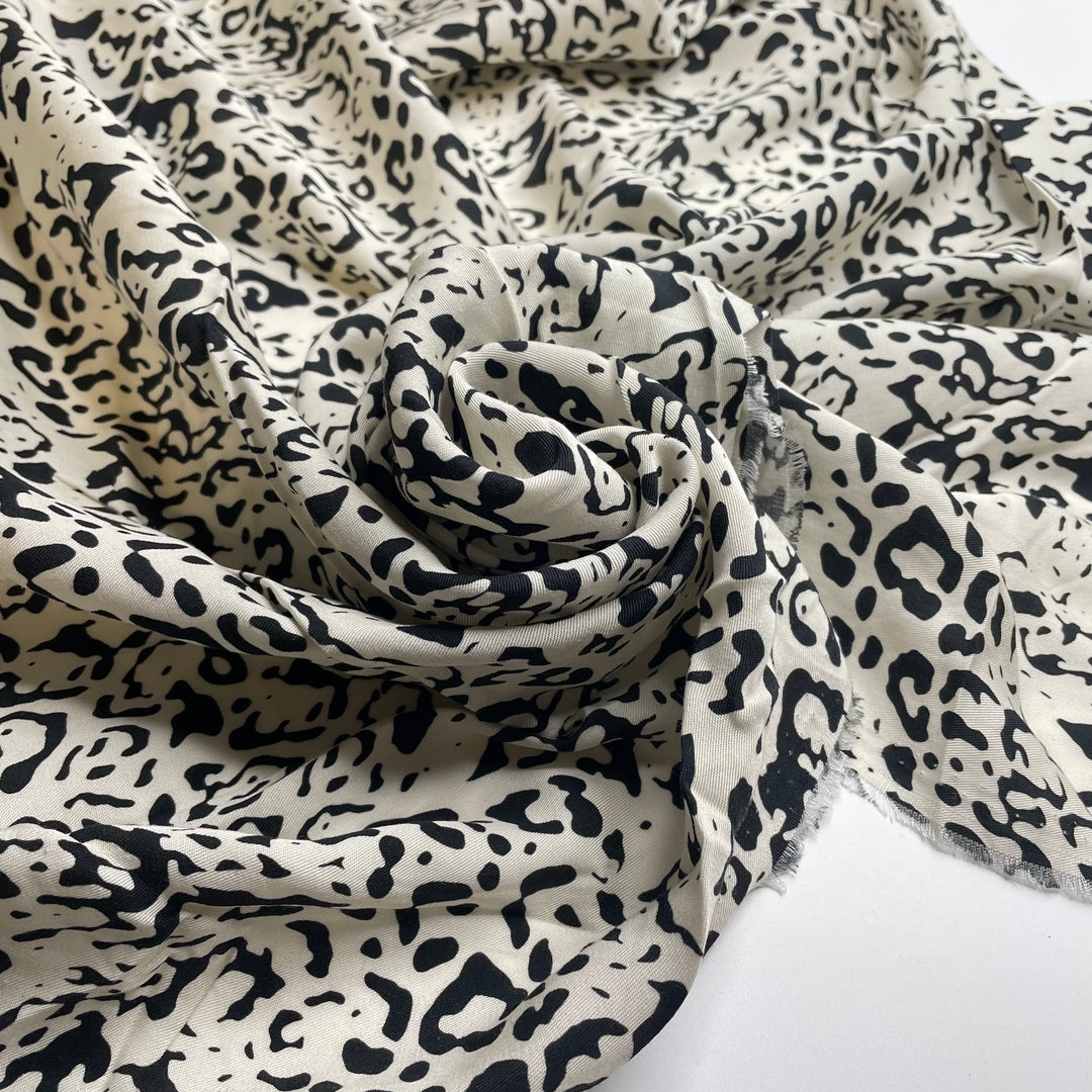 Incomplete Paint By Numbers - Tencel Woven - White/Black Animal Print - 1M Bundle