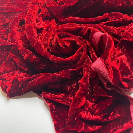 More Bounce To The Ounce - Crinkle Velveteen Cotton Blend Woven - Red - 2.3M Bundle