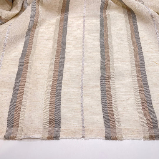 Tire Treads - Embroidered Gauze Polyester Blend Woven - Light Beige Multi Stripes - 1M Bundle
