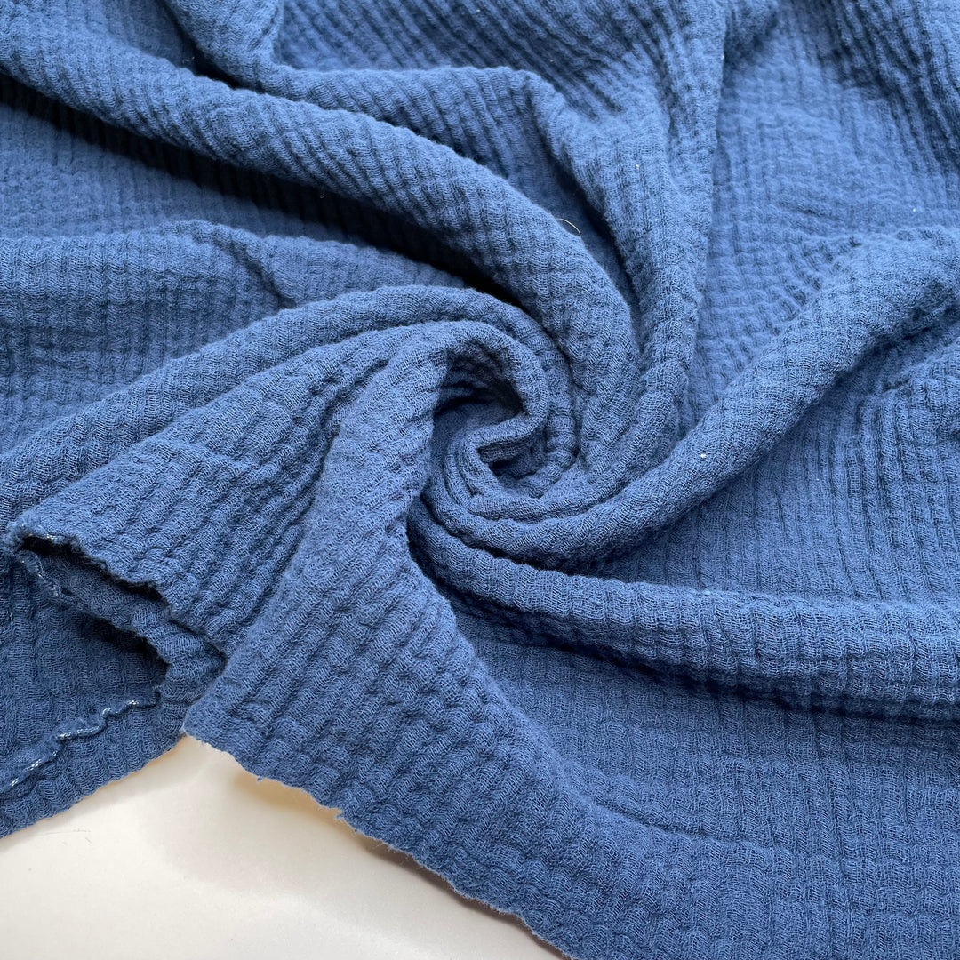 On My Way To A Vacay - Waffle Weave Cotton Woven - Navy - 2.65M Bundle