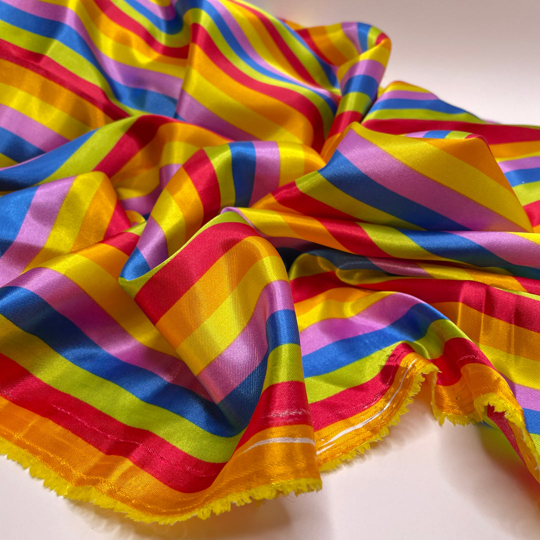Joining The Parade - Satin Poly Woven - Multi Stripes - 2.6M Bundle