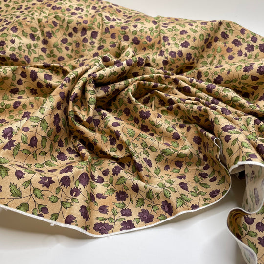 Tapestry Of Vines - Cotton Woven - Beige/Purple Floral - 1M Bundle