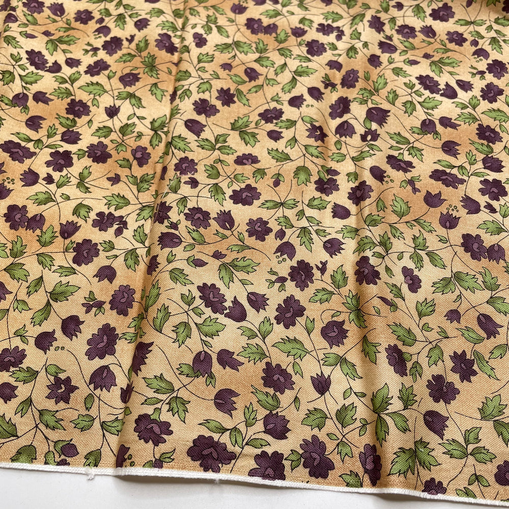 Tapestry Of Vines - Cotton Woven - Beige/Purple Floral - 1M Bundle