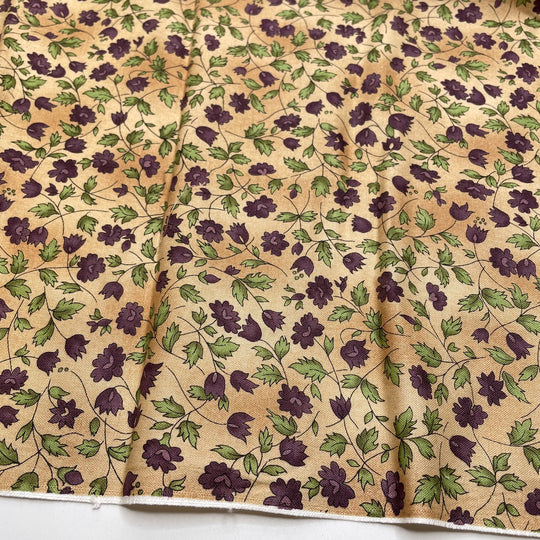 Tapestry Of Vines - Cotton Woven - Beige/Purple Floral - 1M Bundle