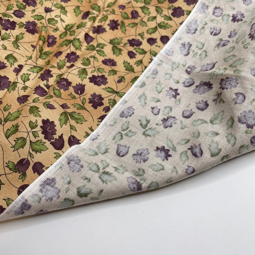 Tapestry Of Vines - Cotton Woven - Beige/Purple Floral - 1M Bundle