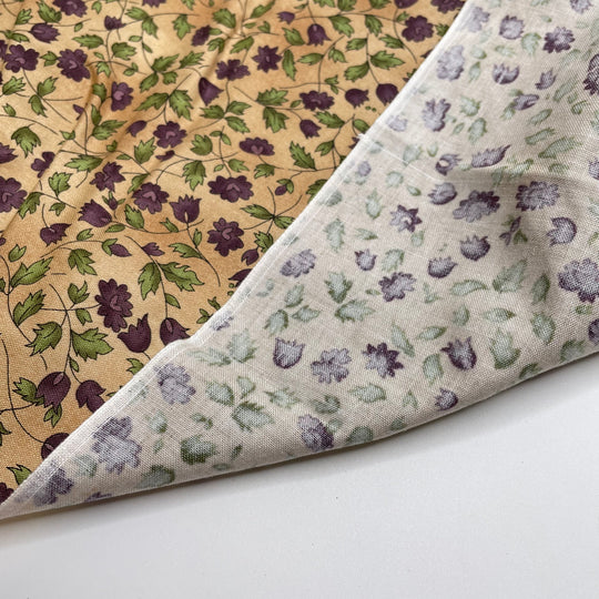 Tapestry Of Vines - Cotton Woven - Beige/Purple Floral - 1M Bundle