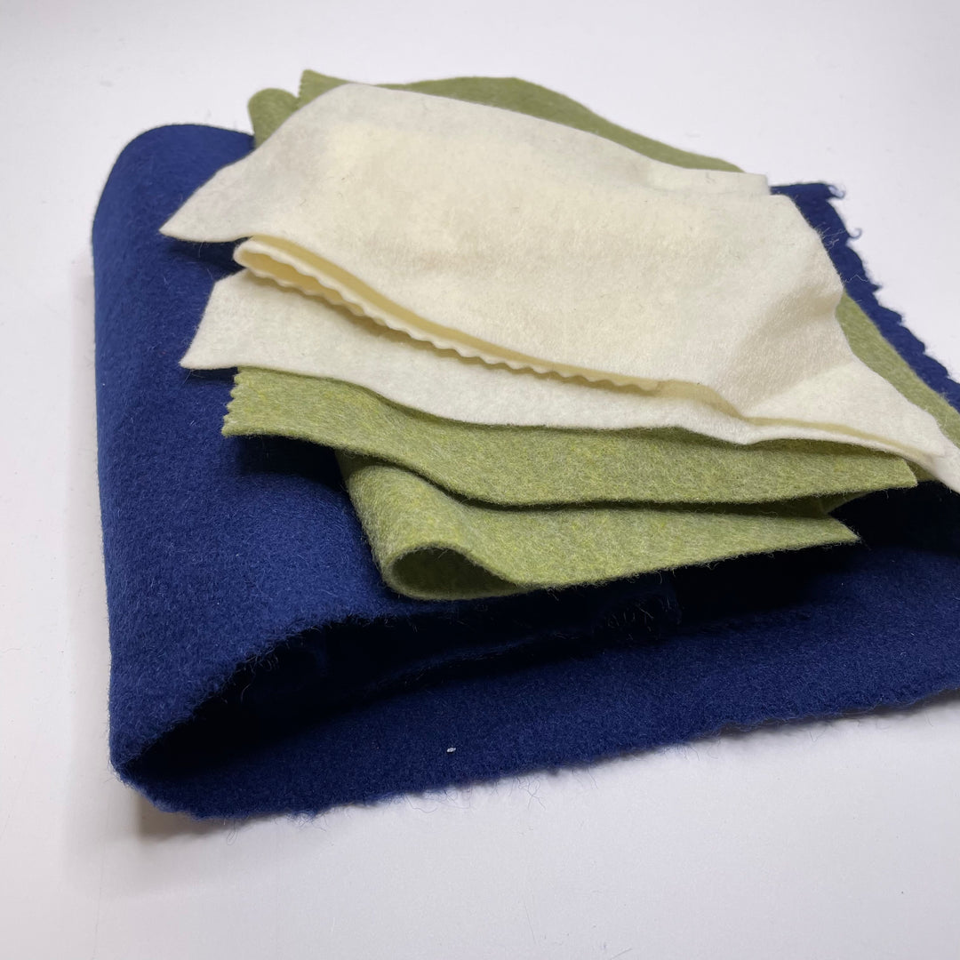 UB - Wool Felt Pack - Felt Wool/Poly Woven - Navy/Green - 0.2M Bundle