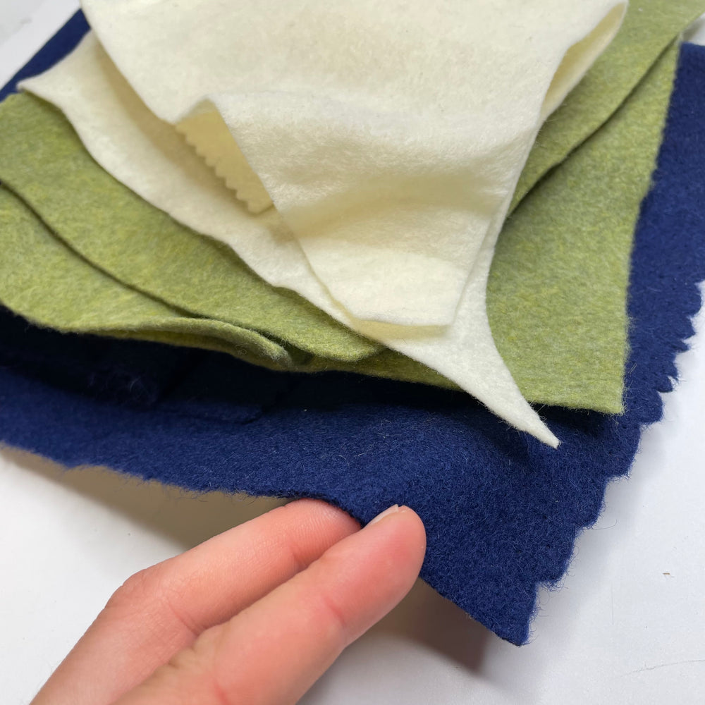 UB - Wool Felt Pack - Felt Wool/Poly Woven - Navy/Green - 0.2M Bundle
