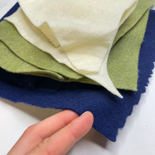UB - Wool Felt Pack - Felt Wool/Poly Woven - Navy/Green - 0.2M Bundle