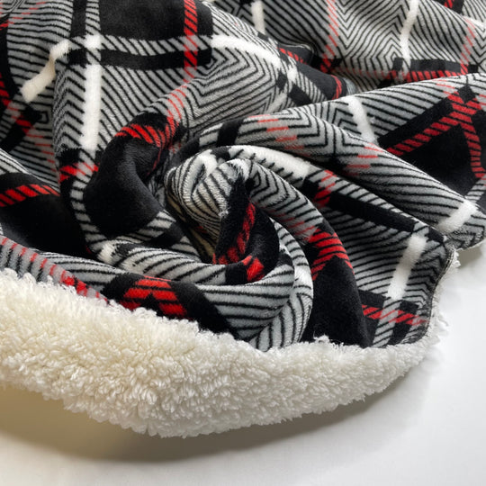 UB - Tv Daze - Minky Poly Knit - Black/White Plaid - 0.75M Bundle
