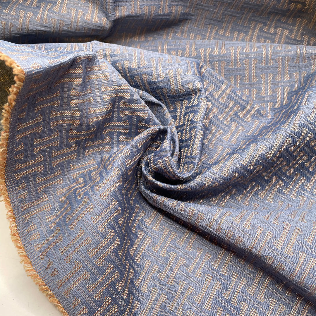 Changing Sunsets - Polyester Blend Woven - Blue/Orange Geometric - 1.3M Bundle