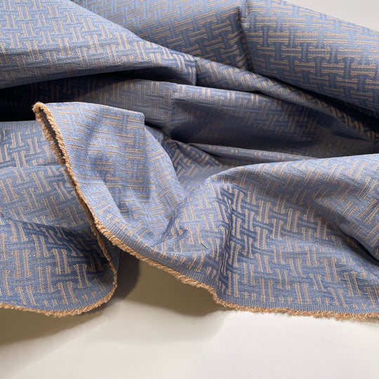 Changing Sunsets - Polyester Blend Woven - Blue/Orange Geometric - 1.3M Bundle