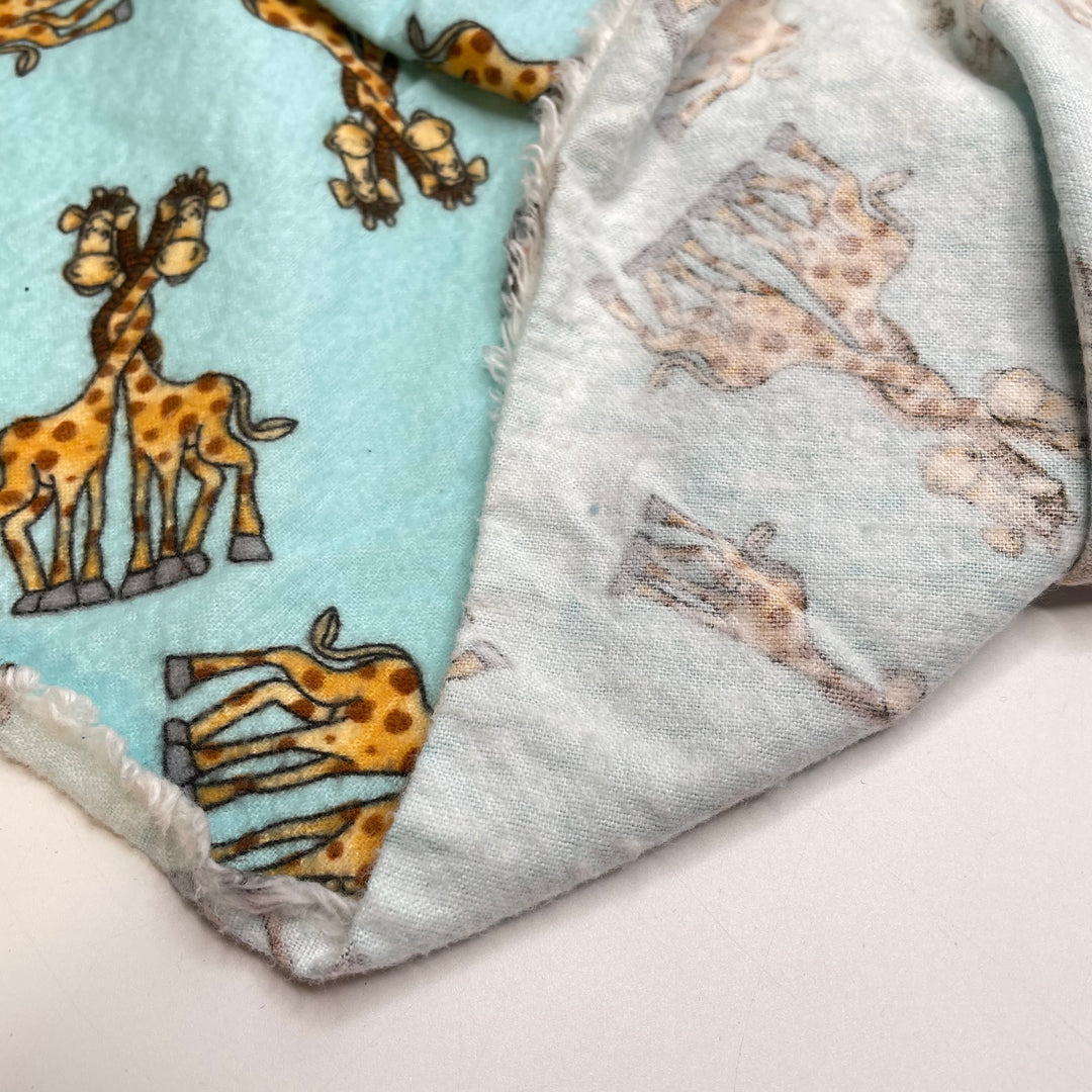 Intertwined Love - Cotton Flannel Knit - Light Blue Giraffes - 1.4M Bundle
