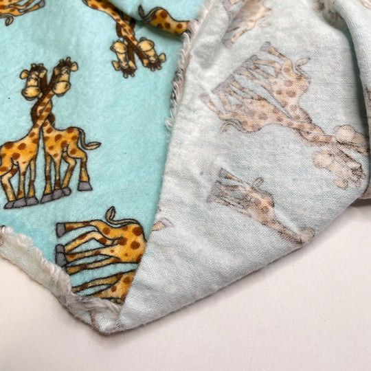 Intertwined Love - Cotton Flannel Knit - Light Blue Giraffes - 1.4M Bundle
