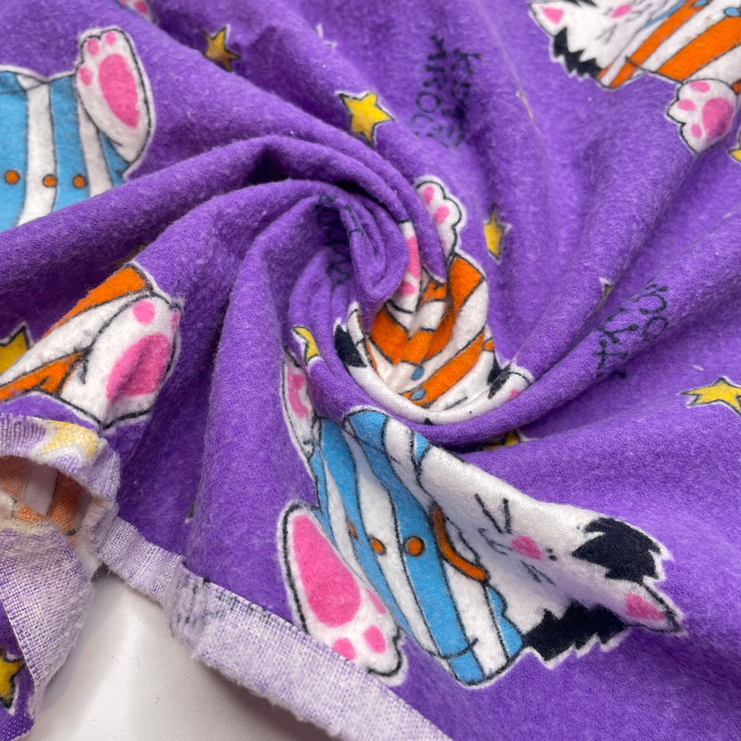 Hold Me Tight At Twilight - Cotton Flannel Woven - Purple Cats - 2.5M Bundle