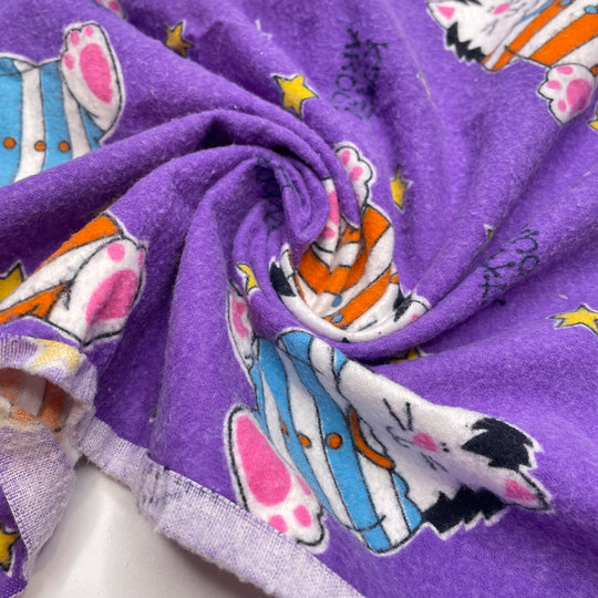 Hold Me Tight At Twilight - Cotton Flannel Woven - Purple Cats - 2.5M Bundle
