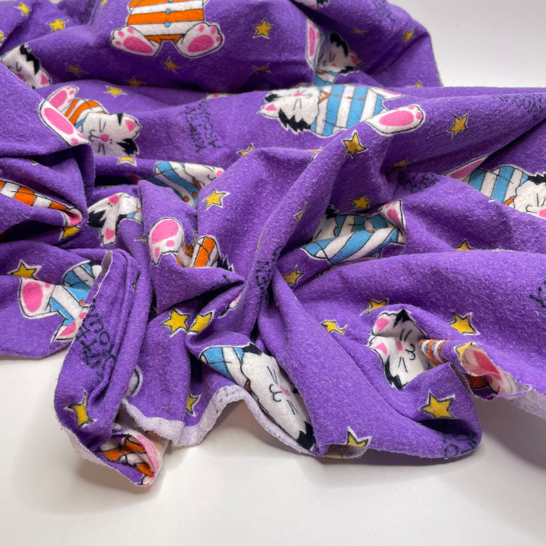 Hold Me Tight At Twilight - Cotton Flannel Woven - Purple Cats - 2.5M Bundle