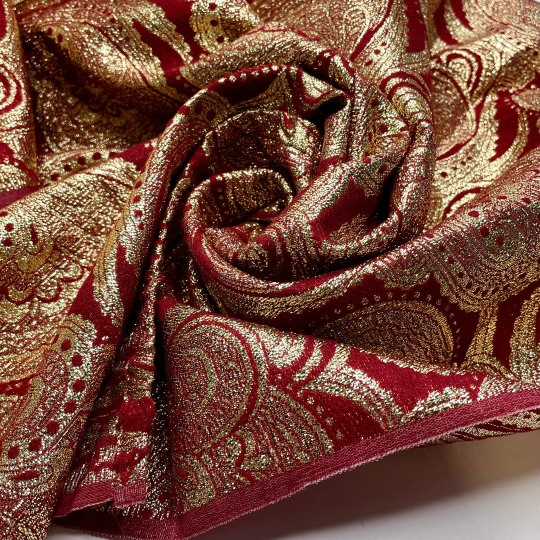 Golden New Era - Metallic Polyester Blend Woven - Red/Gold Geometric - 1.8M Bundle