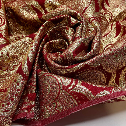 Golden New Era - Metallic Polyester Blend Woven - Red/Gold Geometric - 1.8M Bundle