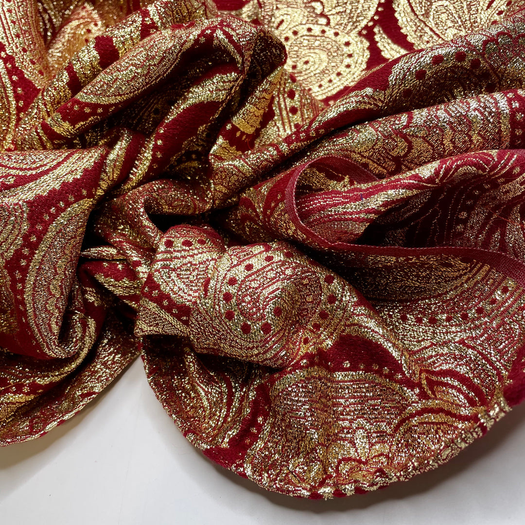 Golden New Era - Metallic Polyester Blend Woven - Red/Gold Geometric - 1.8M Bundle