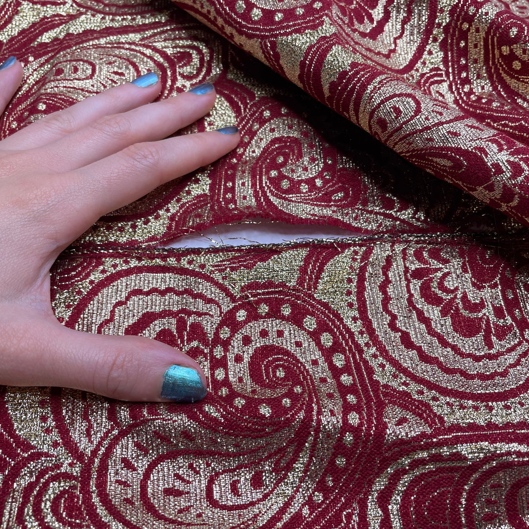 Golden New Era - Metallic Polyester Blend Woven - Red/Gold Geometric - 1.8M Bundle
