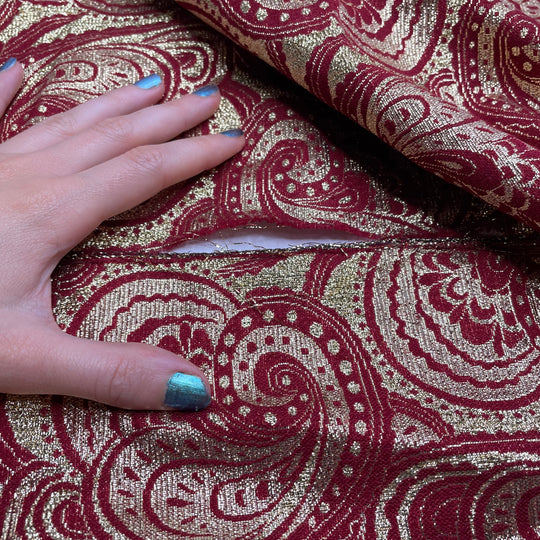 Golden New Era - Metallic Polyester Blend Woven - Red/Gold Geometric - 1.8M Bundle
