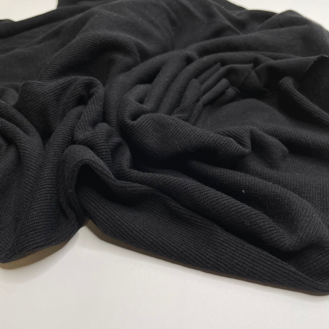 Burnt Biscuits - Tubular Rib Knit Bamboo Knit - Black - 0.9M Bundle