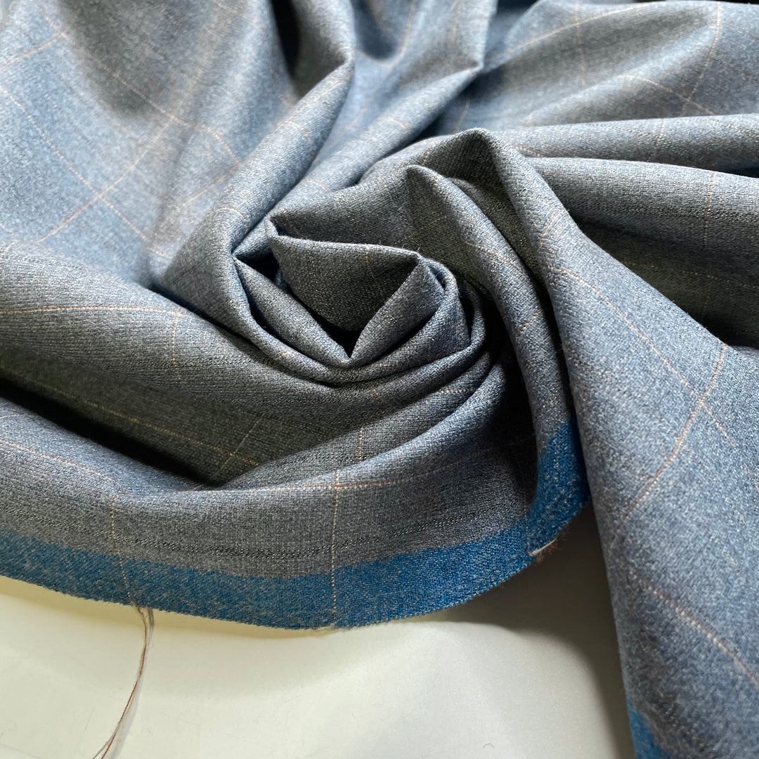 UB - Elephant Trousers - Wool Woven - Grey-blue Plaid - 2.5M Bundle