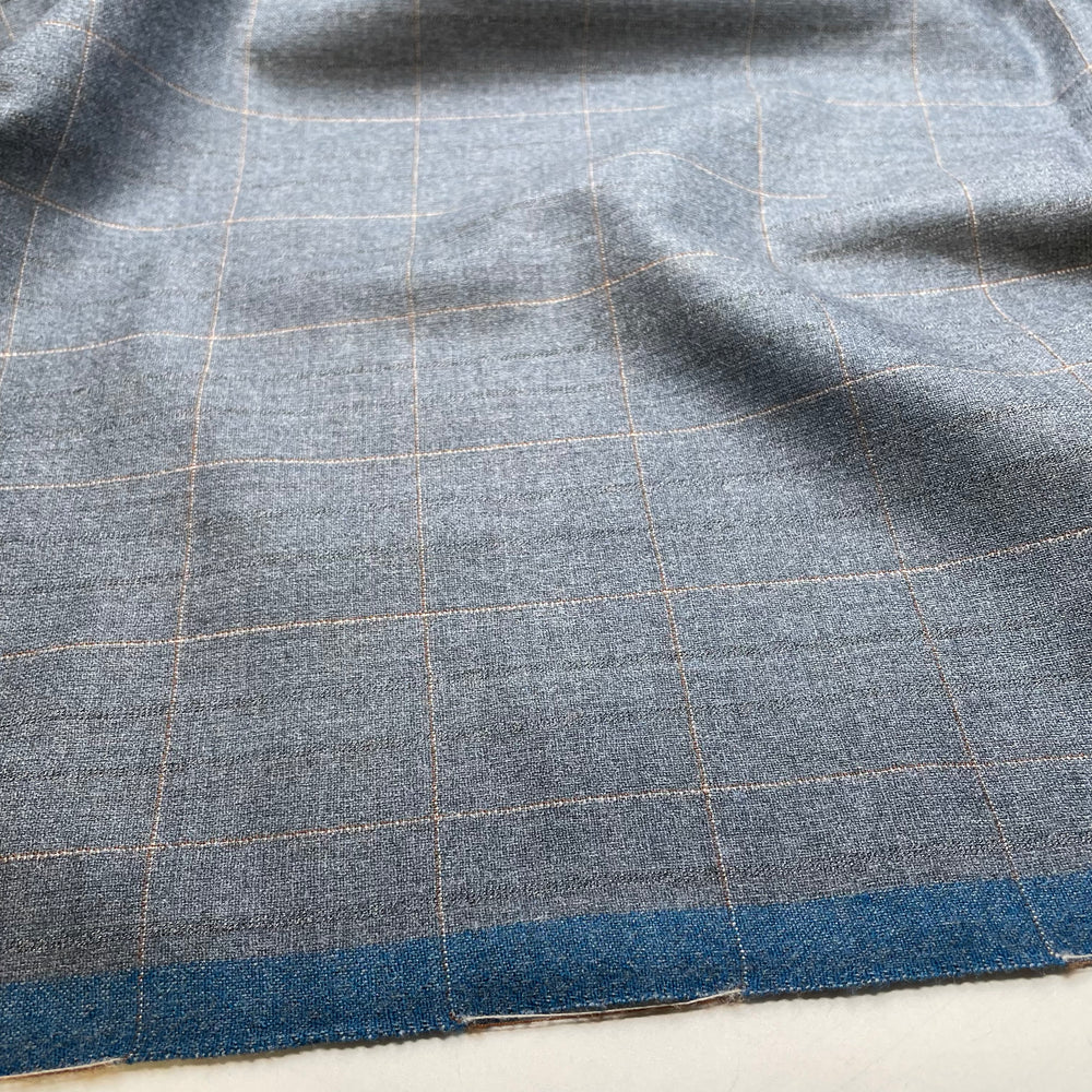 UB - Elephant Trousers - Wool Woven - Grey-blue Plaid - 2.5M Bundle