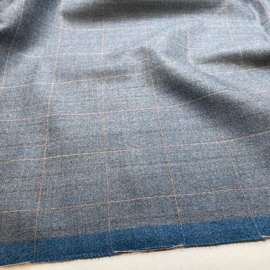 UB - Elephant Trousers - Wool Woven - Grey-blue Plaid - 2.5M Bundle