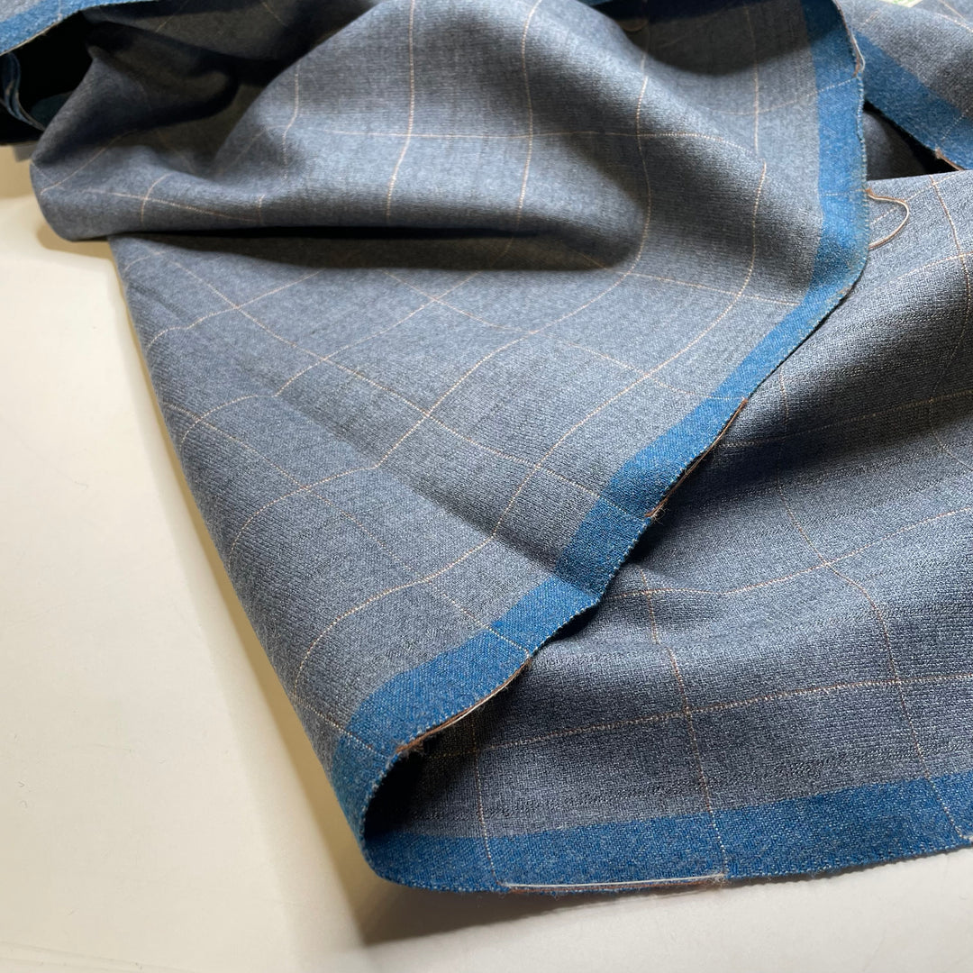UB - Elephant Trousers - Wool Woven - Grey-blue Plaid - 2.5M Bundle