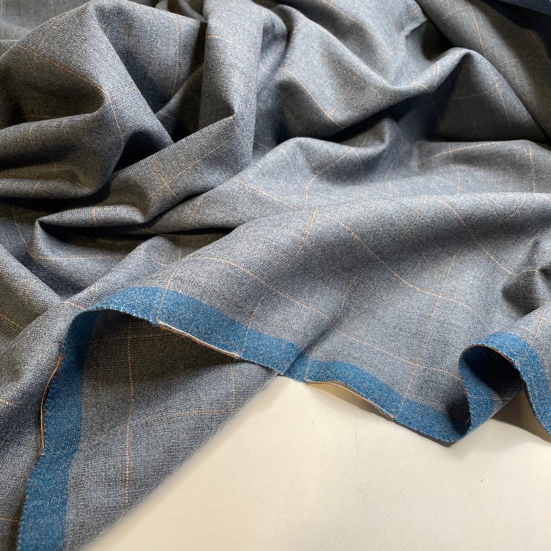 UB - Elephant Trousers - Wool Woven - Grey-blue Plaid - 2.5M Bundle