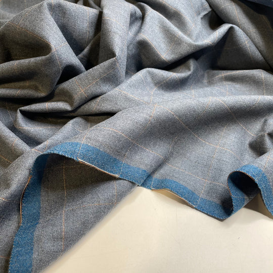 UB - Elephant Trousers - Wool Woven - Grey-blue Plaid - 2.5M Bundle