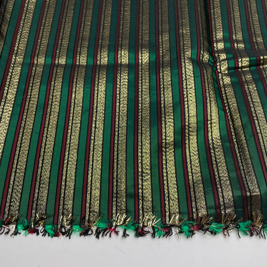 Stripes Alike - Glitter Polyester Blend Woven - Green/Gold Stripes - 0.9M Bundle