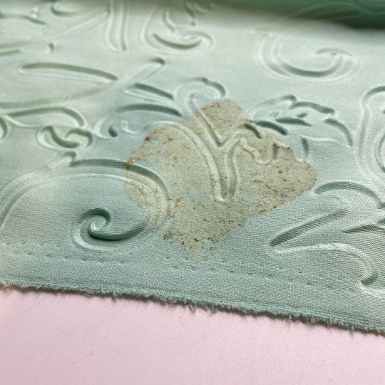 The Day Of The Triffids Vibes - Embossed Jersey Poly Knit - Light Green Paisley - 0.6M Bundle