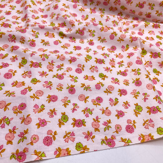 Sleepover Gossip - Cotton Woven - White/Pink Floral - 3M Bundle