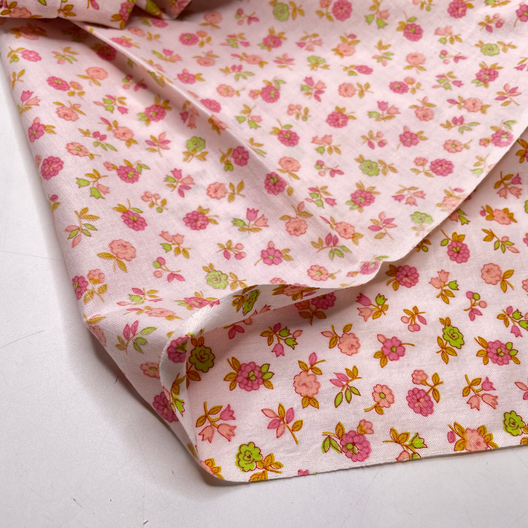 Sleepover Gossip - Cotton Woven - White/Pink Floral - 3M Bundle