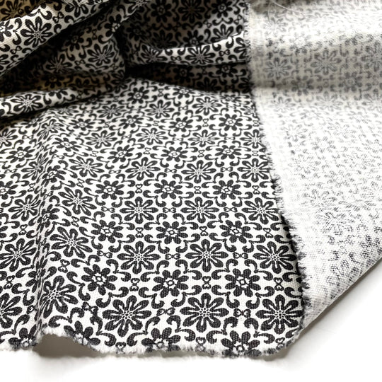 Stiff Determination - Eco Eco Cotton Woven - White/Black Geometric - 2M Bundle