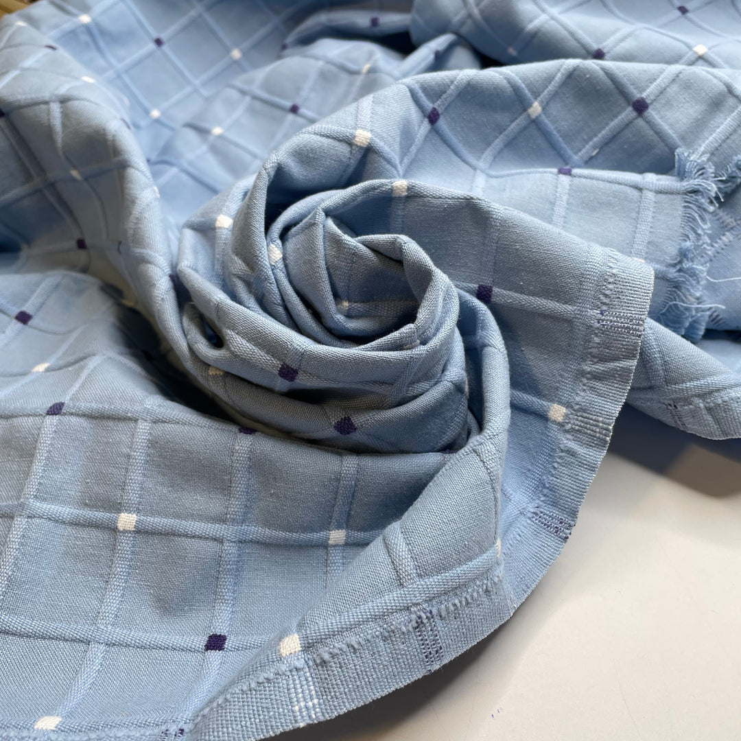 UB - Here Comes The Rain Again - Cotton/Poly Woven - Light Blue Windowpane - 0.95M Bundle