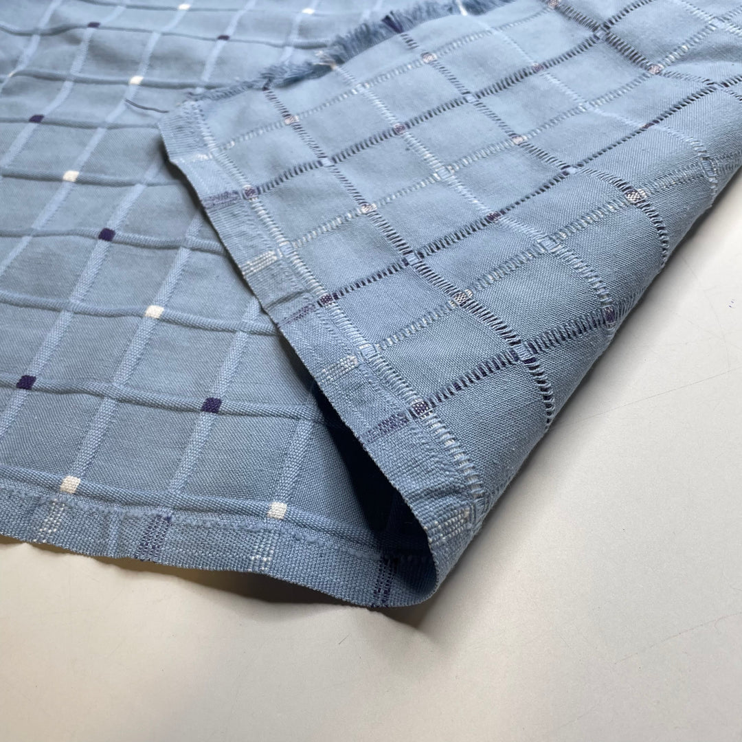 UB - Here Comes The Rain Again - Cotton/Poly Woven - Light Blue Windowpane - 0.95M Bundle