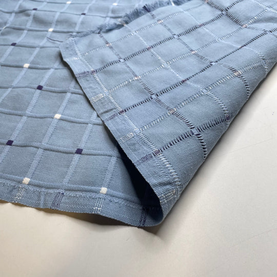 UB - Here Comes The Rain Again - Cotton/Poly Woven - Light Blue Windowpane - 0.95M Bundle